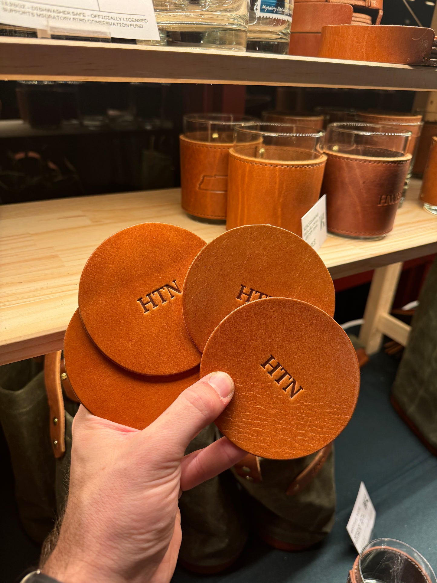 Leather Coaster Set - Monogrammed