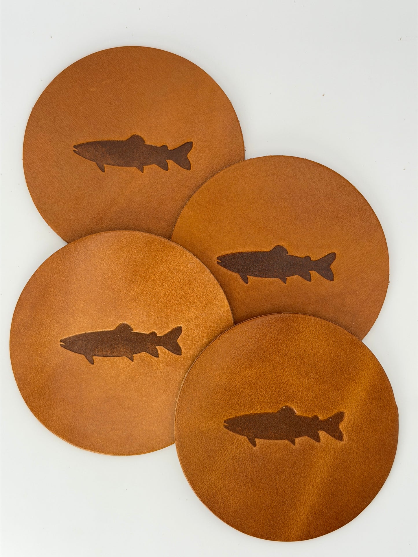 Leather Coaster Set - Trout