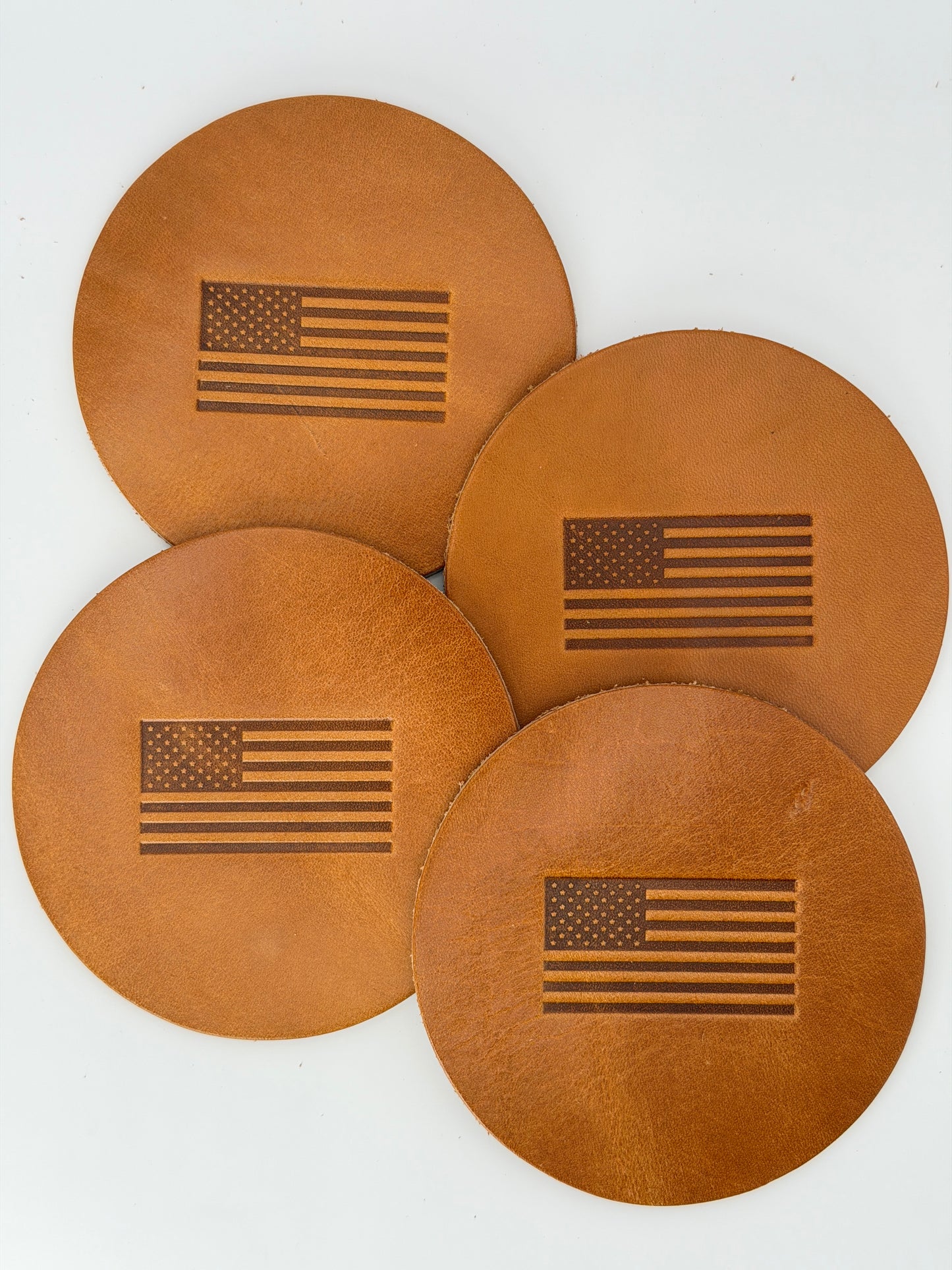 Leather Coaster Set - USA Flag