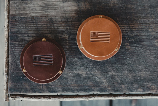Leather Coaster Set - USA Flag
