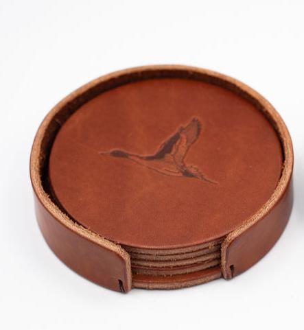 Leather Coaster Set - Ducks