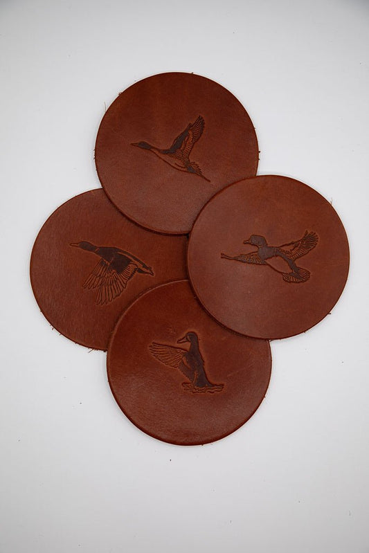 Leather Coaster Set - Ducks