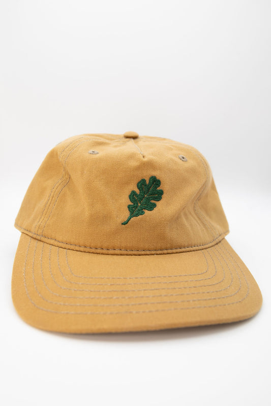 Woodley Co Logo Hat - Tan Waxed Canvas 5 Panel