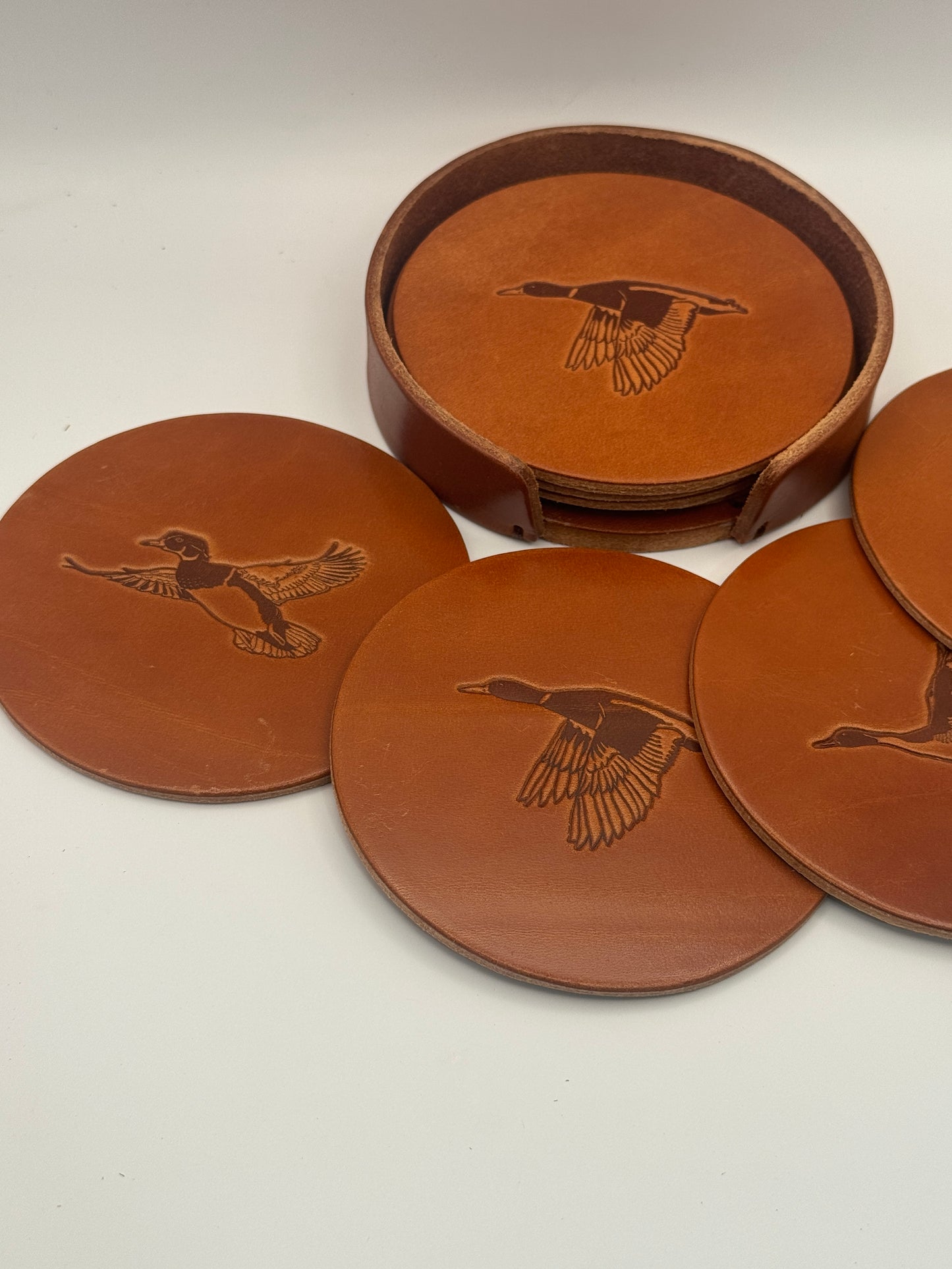 Leather Coaster Set - Ducks