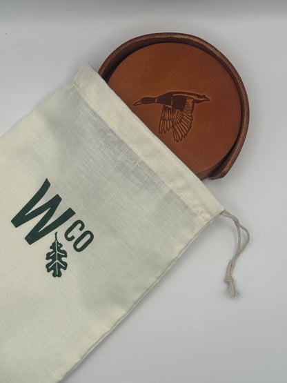 Leather Coaster Set - Ducks