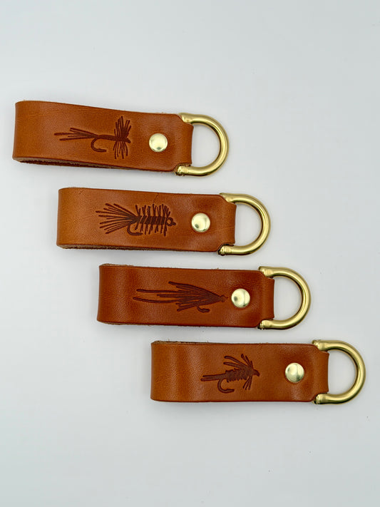 Leather Key Fob - Flies