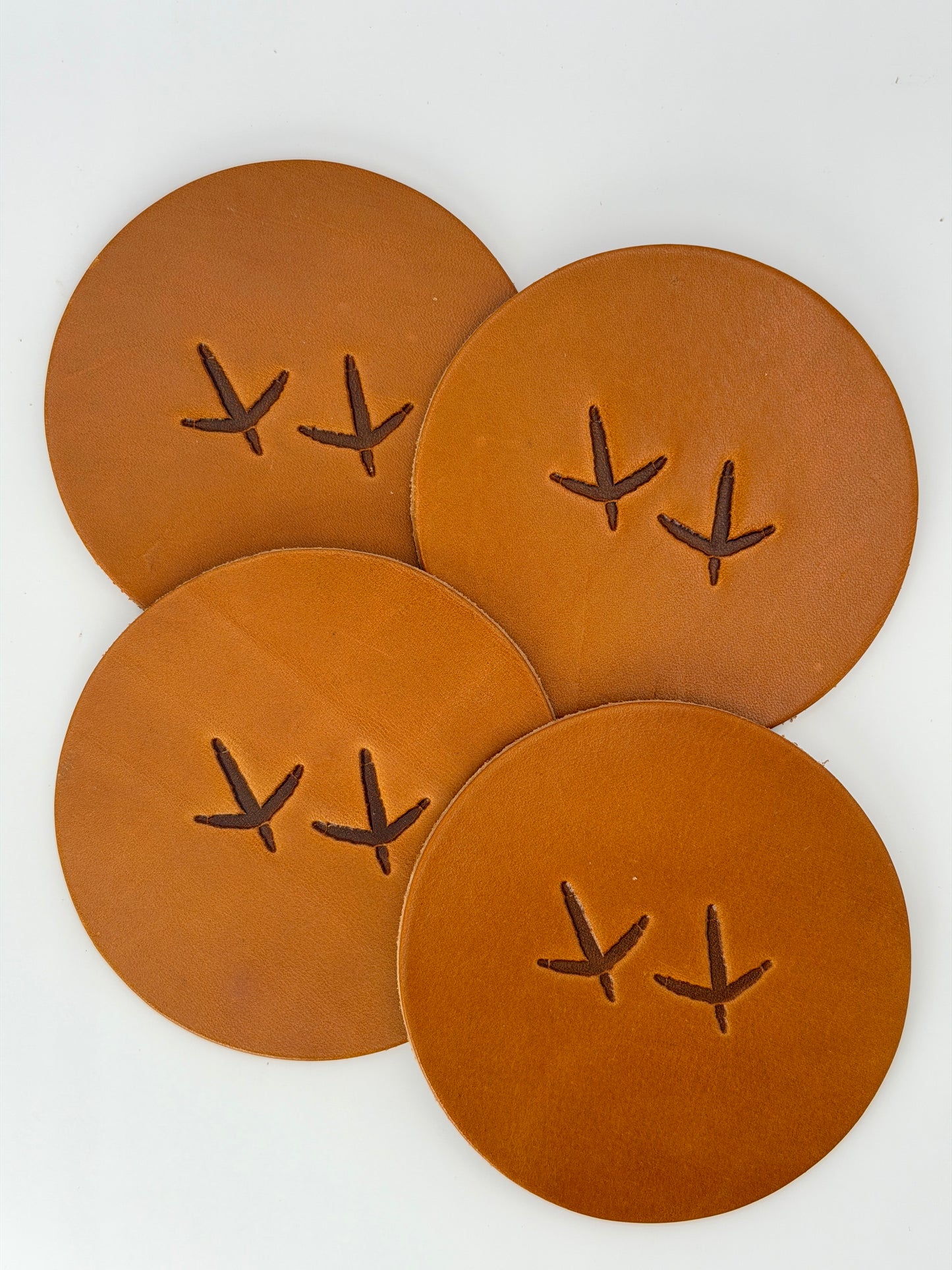Leather Coaster Set - Turkey Tracks