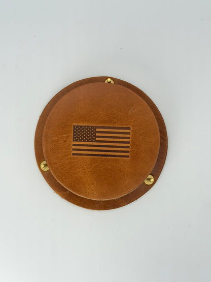 Leather Coaster Set - USA Flag